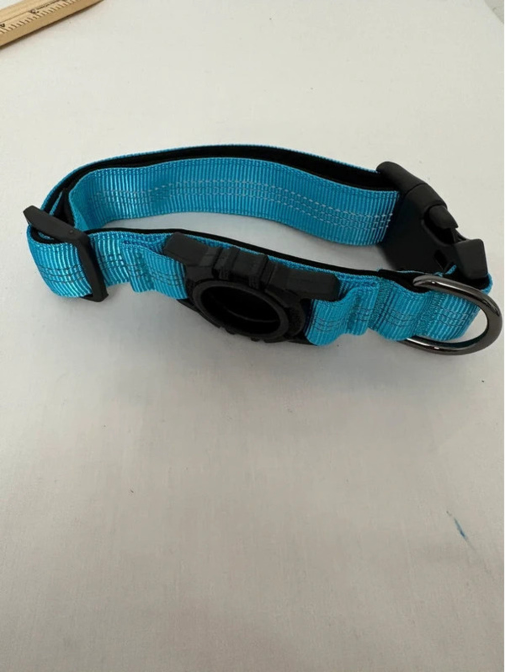 Reflective AirTag Dog Collar Blue Padded Adjustable Size Medium